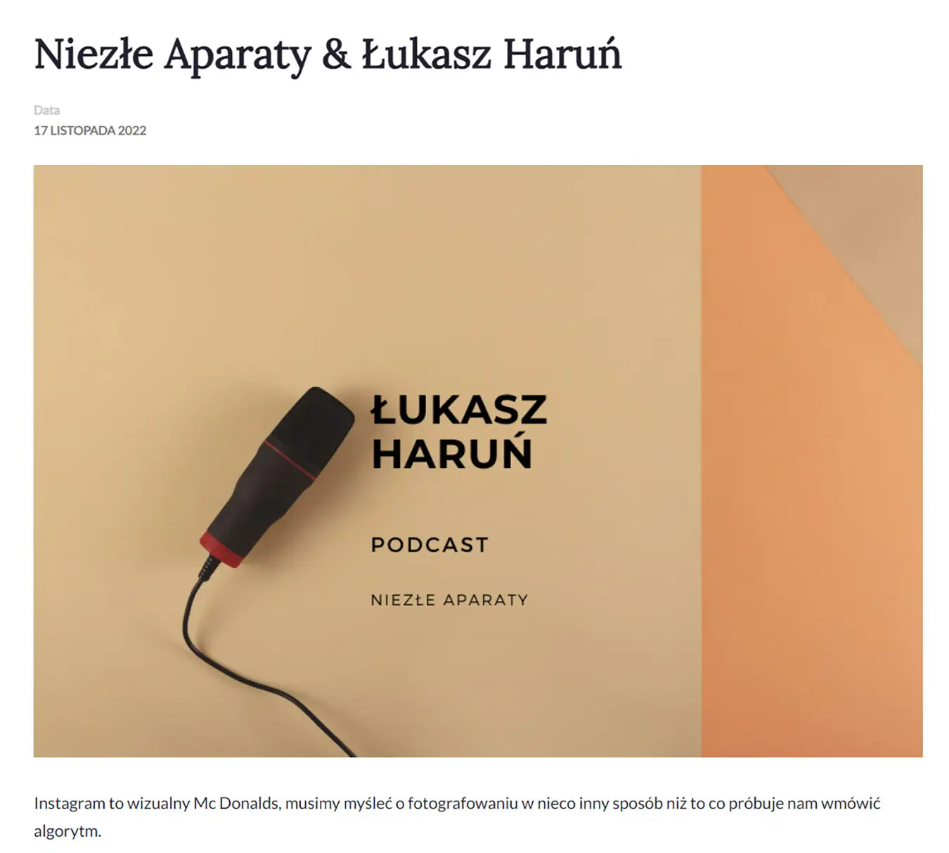 Łukasz Haruń Podcast Niezłe Aparaty